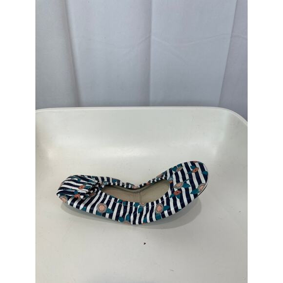 The Stonehouse Flats  Size 8 Striped Floral Posies Leather Ballet Flats - Picture 7 of 11